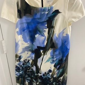 Milly cap sleeve abstract design dress